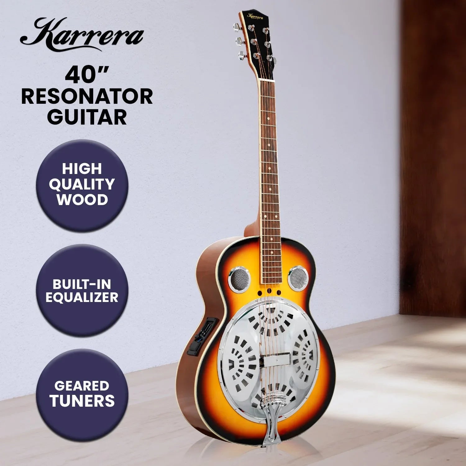 Karrera 40in Resonator Guitar - Sunburst - Mekamart Australia