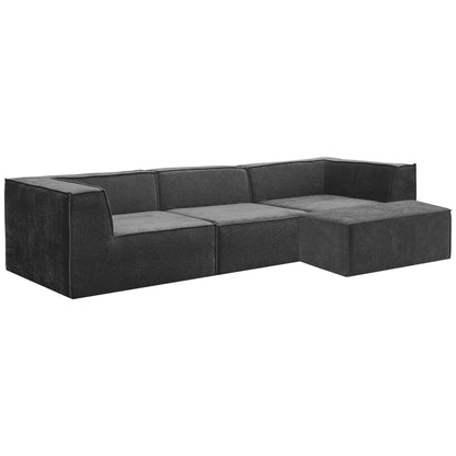 Sarantino Novi 3-Seater Modular Sofa with Ottoman in Black Non-Slip Bottom Lounge - Mekamart Australia