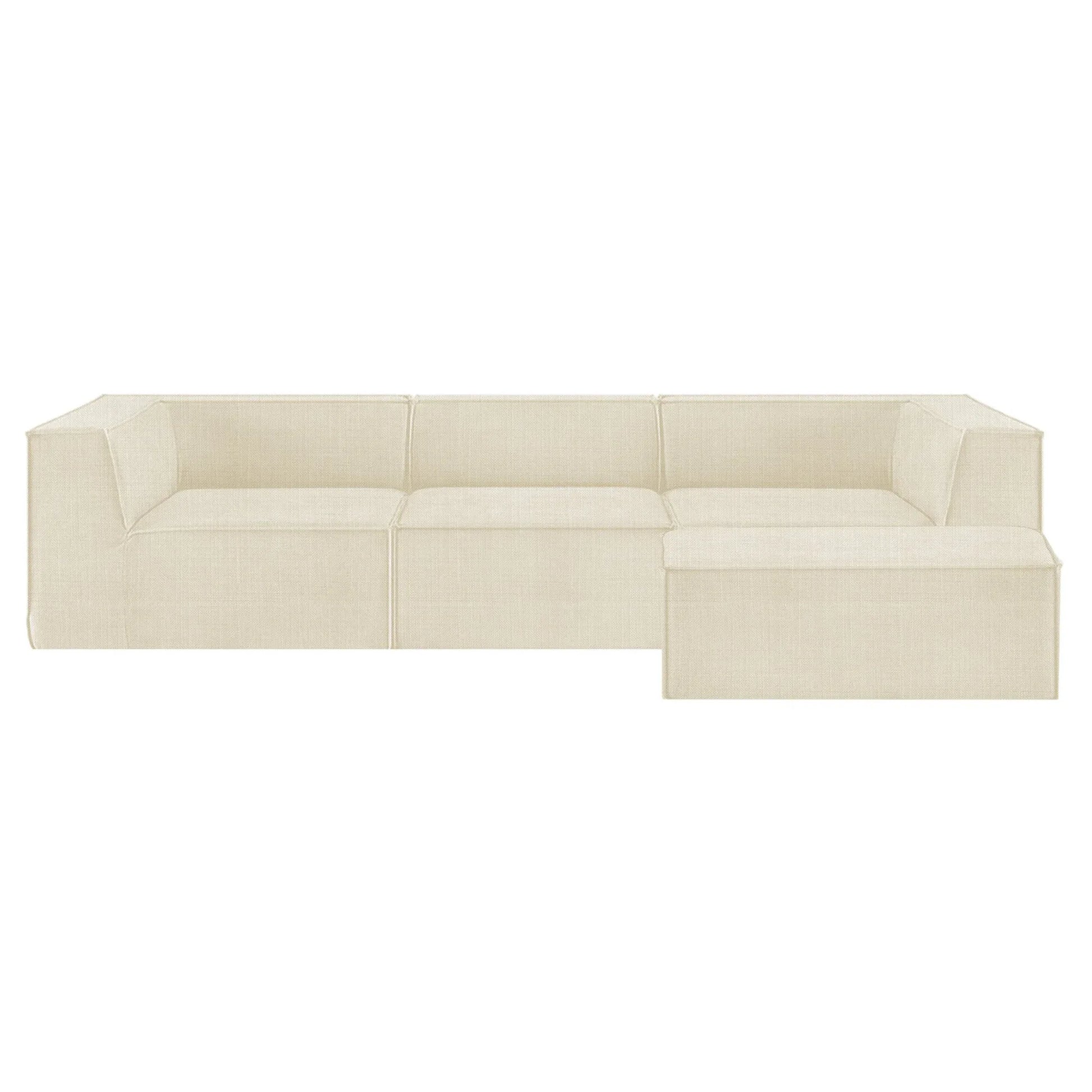 Sarantino Novi 3-Seater Modular Sofa with Ottoman in Cream Non-Slip Bottom Lounge - Mekamart Australia