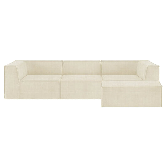 Sarantino Novi 3-Seater Modular Sofa with Ottoman in Cream Non-Slip Bottom Lounge - Mekamart Australia