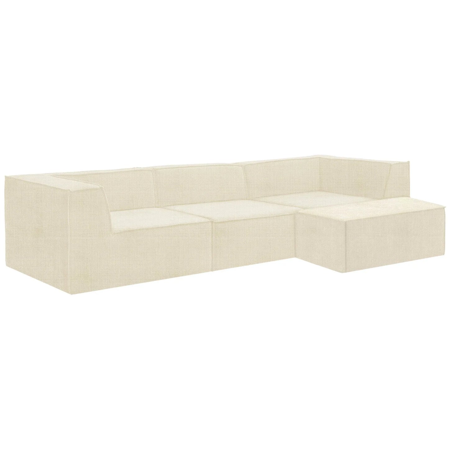 Sarantino Novi 3-Seater Modular Sofa with Ottoman in Cream Non-Slip Bottom Lounge - Mekamart Australia