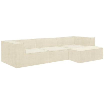 Sarantino Novi 3-Seater Modular Sofa with Ottoman in Cream Non-Slip Bottom Lounge - Mekamart Australia