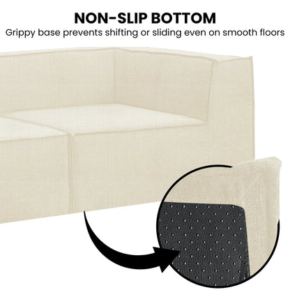 Sarantino Novi 3-Seater Modular Sofa with Ottoman in Cream Non-Slip Bottom Lounge - Mekamart Australia