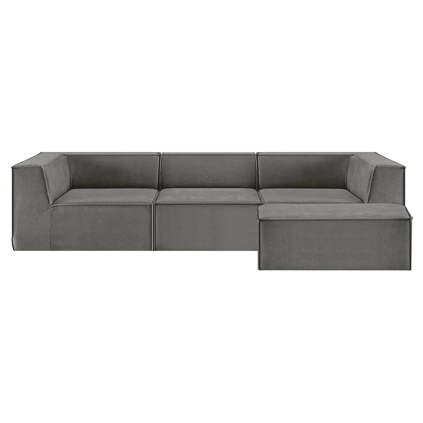 Sarantino Novi 3-Seater Modular Sofa with Ottoman in Grey Non-Slip Bottom Lounge - Mekamart Australia