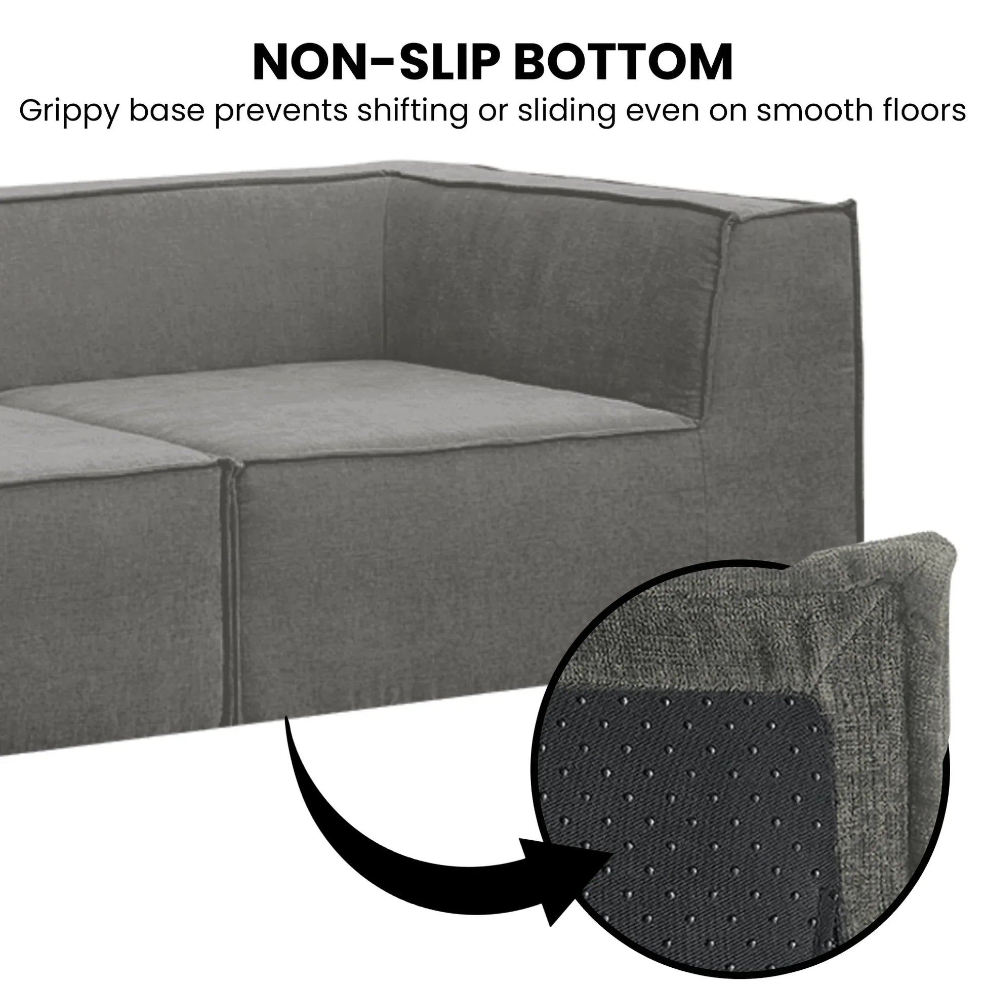 Sarantino Novi 3-Seater Modular Sofa with Ottoman in Grey Non-Slip Bottom Lounge - Mekamart Australia