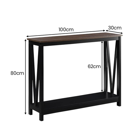 Sarantino Cielo 2-Tier Console Table Dark Walnut - Mekamart Australia