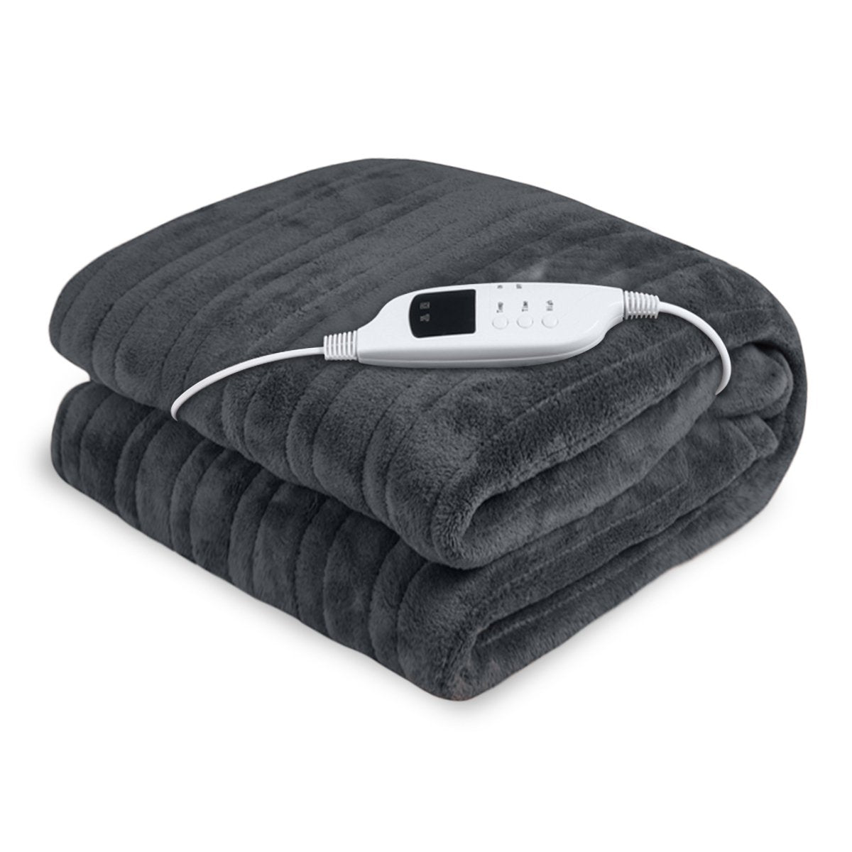 Laura Hill Heated Electric Blanket Throw Rug Coral Warm Fleece Grey - Mekamart Australia