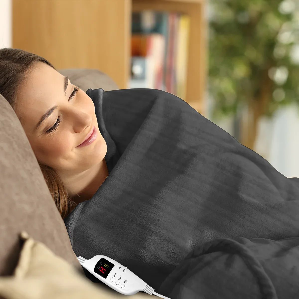 Laura Hill Heated Electric Blanket Throw Rug Coral Warm Fleece Grey - Mekamart Australia