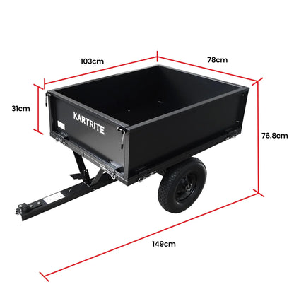 Kartrite Heavy Duty Dump Cart 270kg Capacity Pneumatic Tyres Quick Release Pedal Removable Tailgate Trailer for Garden - Mekamart Australia