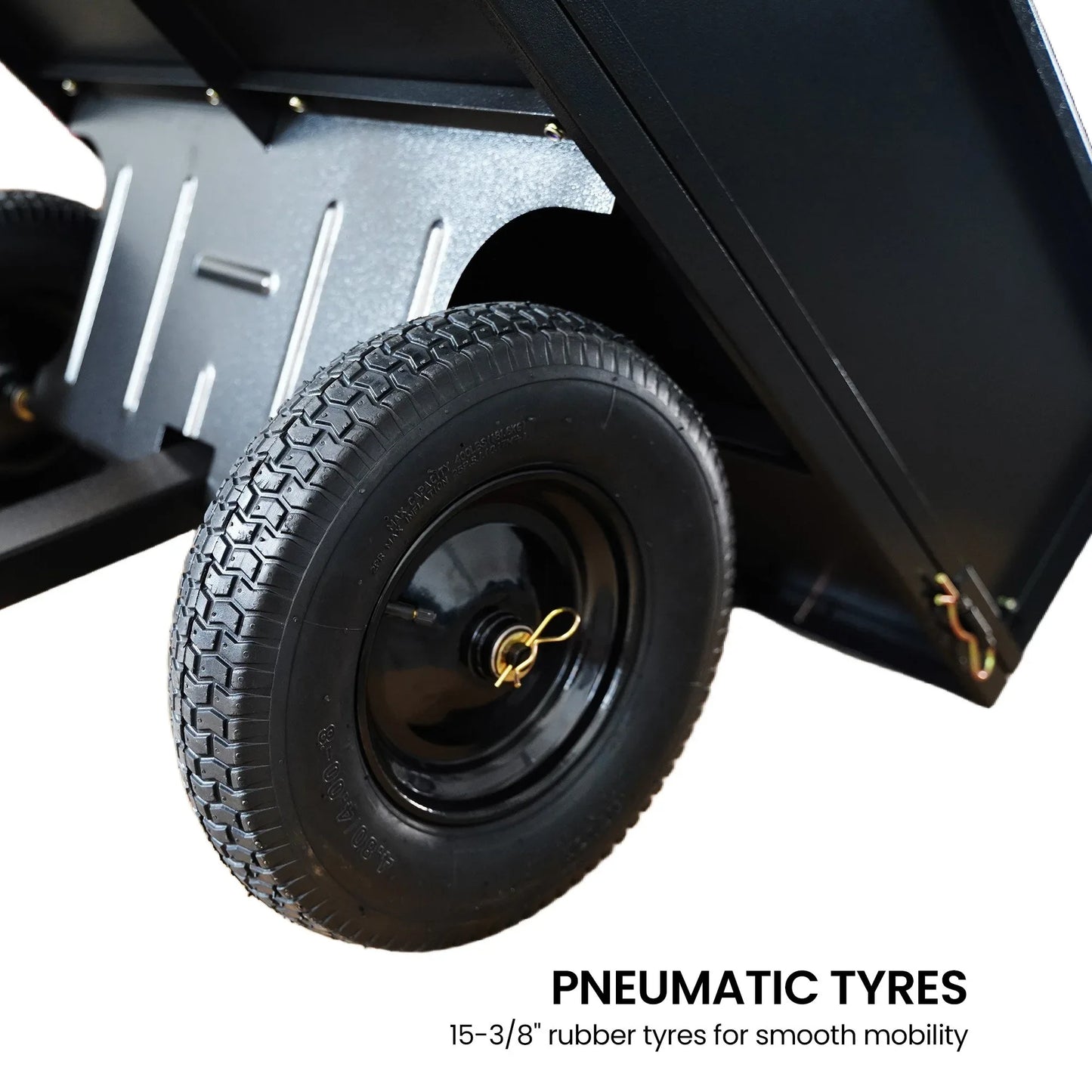 Kartrite Heavy Duty Dump Cart 270kg Capacity Pneumatic Tyres Quick Release Pedal Removable Tailgate Trailer for Garden - Mekamart Australia