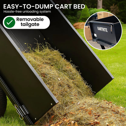 Kartrite Heavy Duty Dump Cart 270kg Capacity Pneumatic Tyres Quick Release Pedal Removable Tailgate Trailer for Garden - Mekamart Australia