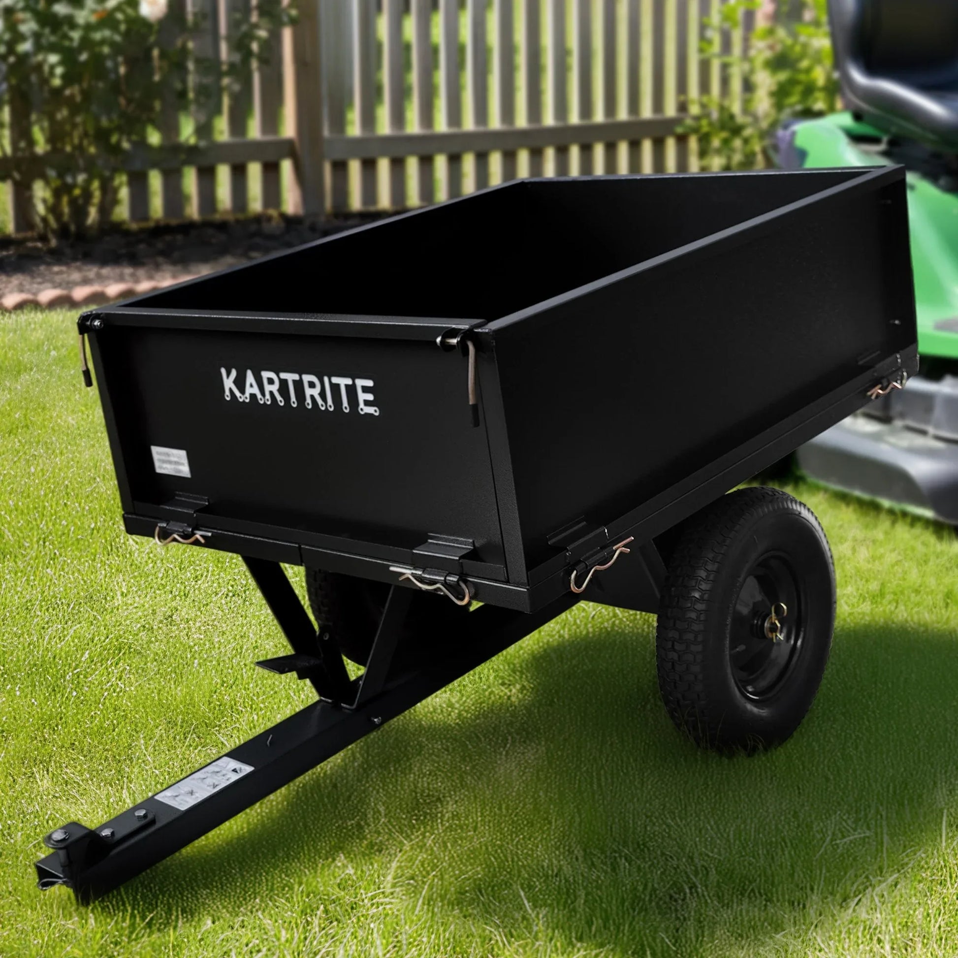 Kartrite Heavy Duty Dump Cart 270kg Capacity Pneumatic Tyres Quick Release Pedal Removable Tailgate Trailer for Garden - Mekamart Australia