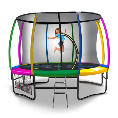 Kahuna 8ft Outdoor Rainbow Trampoline For Kids And Children Suited For Fitness Exercise Gymnastics With Safety Enclosure - Mekamart Australia