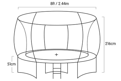 Kahuna 8ft Outdoor Rainbow Trampoline For Kids And Children Suited For Fitness Exercise Gymnastics With Safety Enclosure - Mekamart Australia