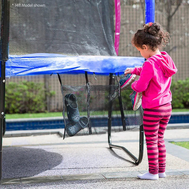 Kahuna 8ft Outdoor Trampoline Kids Children With Safety Enclosure Mat Pad Net Ladder Basketball Hoop Set - Rainbow - Mekamart Australia