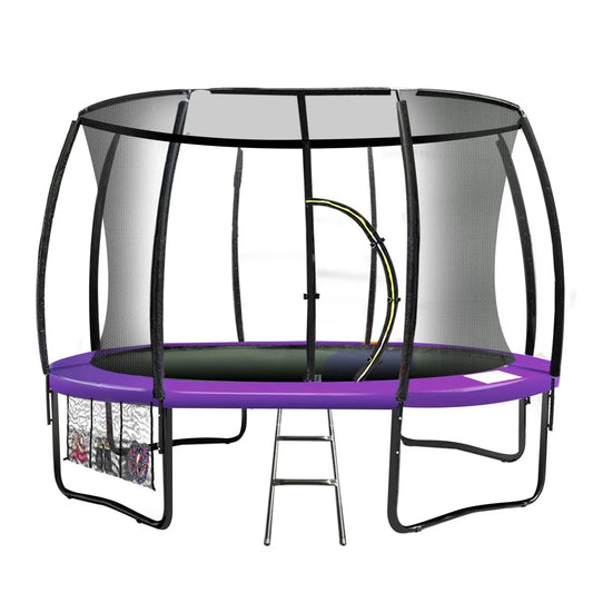 Kahuna 12ft Trampoline Free Ladder Spring Mat Net Safety Pad Cover Round Enclosure - Purple - Mekamart Australia