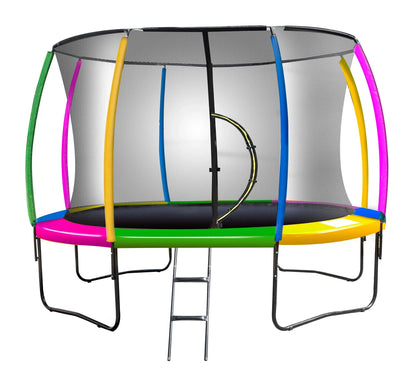 Kahuna 14ft Trampoline Free Ladder Spring Mat Net Safety Pad Cover Round Enclosure - Rainbow - Mekamart Australia