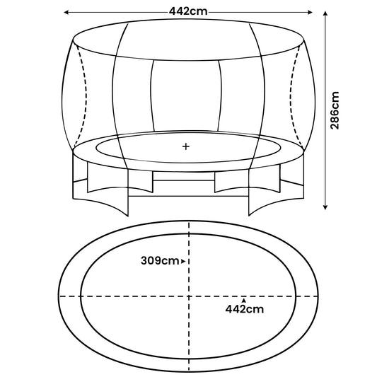 Kahuna 10 ft x 15 ft Oval Outdoor Trampoline w/ Basketball Set Reversible Rainbow & Orange Safety Pad Safety Net Ladder - Mekamart Australia