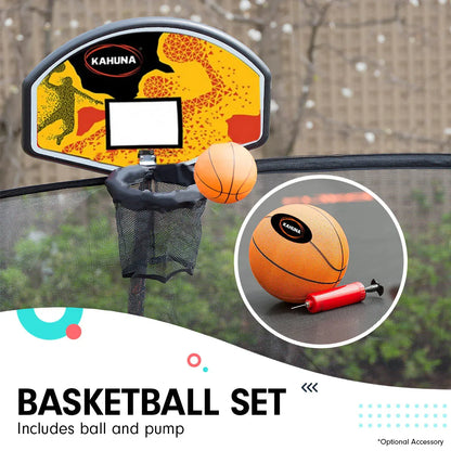 Kahuna Twister 12ft Springless Trampoline Outdoor Mat Pad Net Ladder with Basketball Set - Mekamart Australia