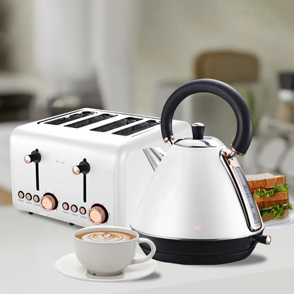 Pronti 4 Slice Toaster Rose Trim Collection - White - Mekamart Australia