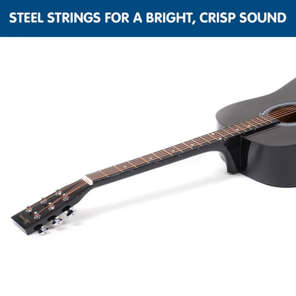 Karrera 41in Acoustic Wooden Guitar with Bag - Black - Mekamart Australia