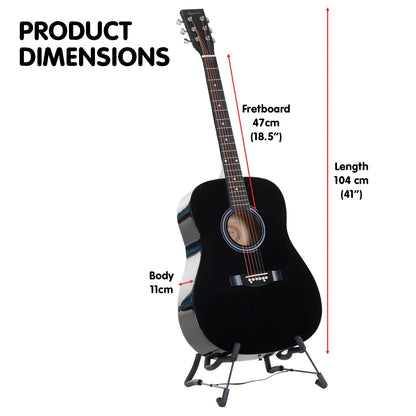 Karrera 41in Acoustic Wooden Guitar with Bag - Black - Mekamart Australia