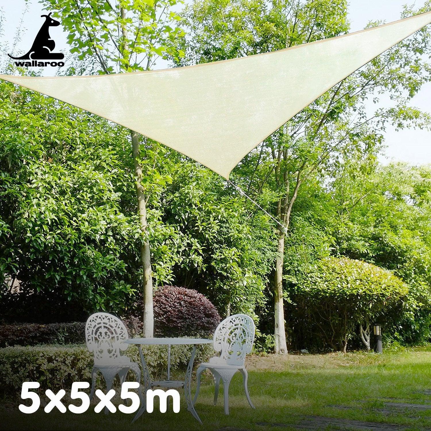 Wallaroo Waterproof 160GSM Outdoor Sun Shade Sail Canopy 5m Triangle - Mekamart Australia