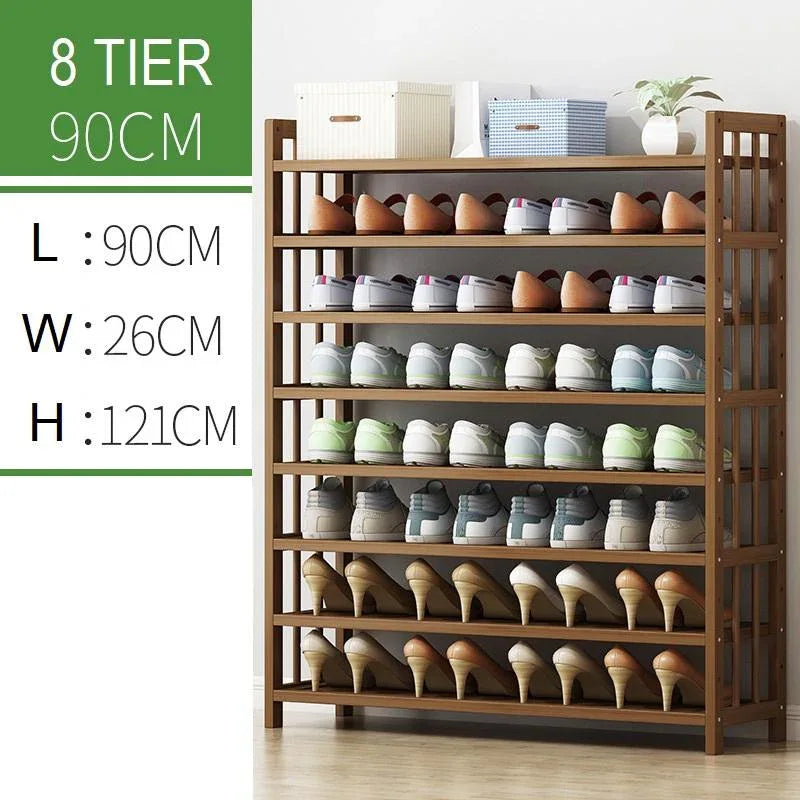 8 Tier Tower Bamboo Wooden Shoe Rack Corner Shelf Stand Storage Organizer - Mekamart Australia