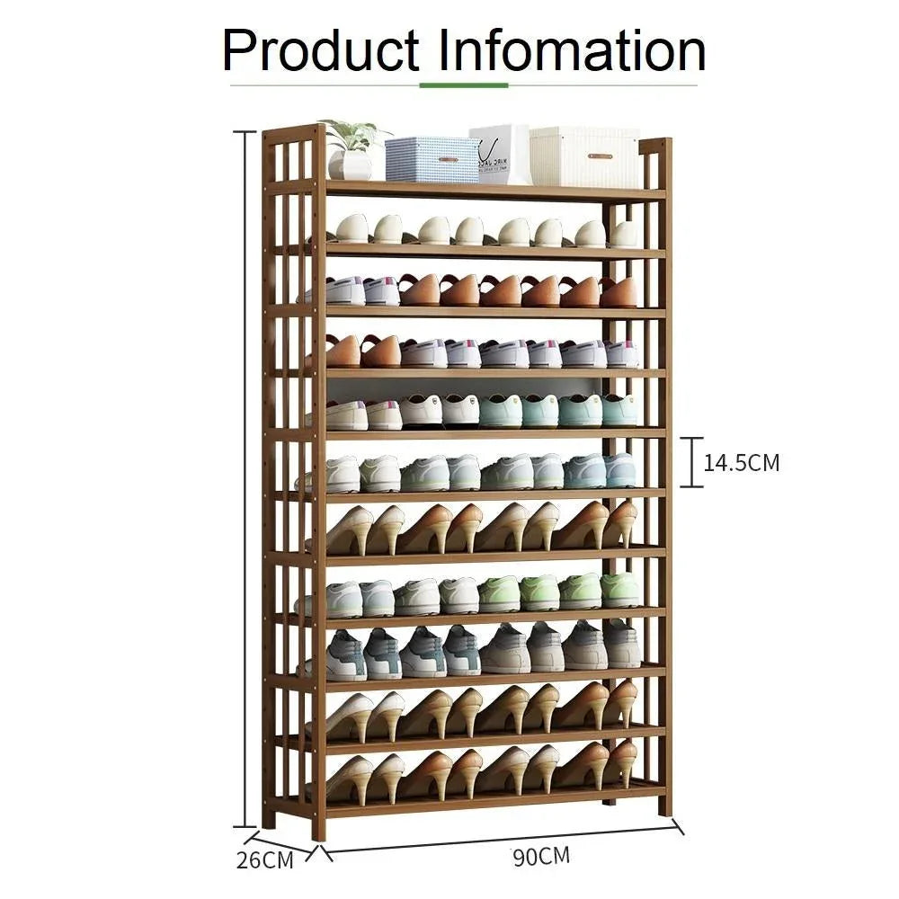 8 Tier Tower Bamboo Wooden Shoe Rack Corner Shelf Stand Storage Organizer - Mekamart Australia