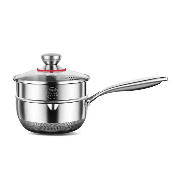 20cm 316L Stainless Steel Saucepan Compound Steel Honeycomb Nonstick Sauce Pan with Glass Lid 2.2L Pot Stay-Cool Handle Multipurpose Milk Saucepan, Induction Capable and Gas Stove - Mekamart Australia