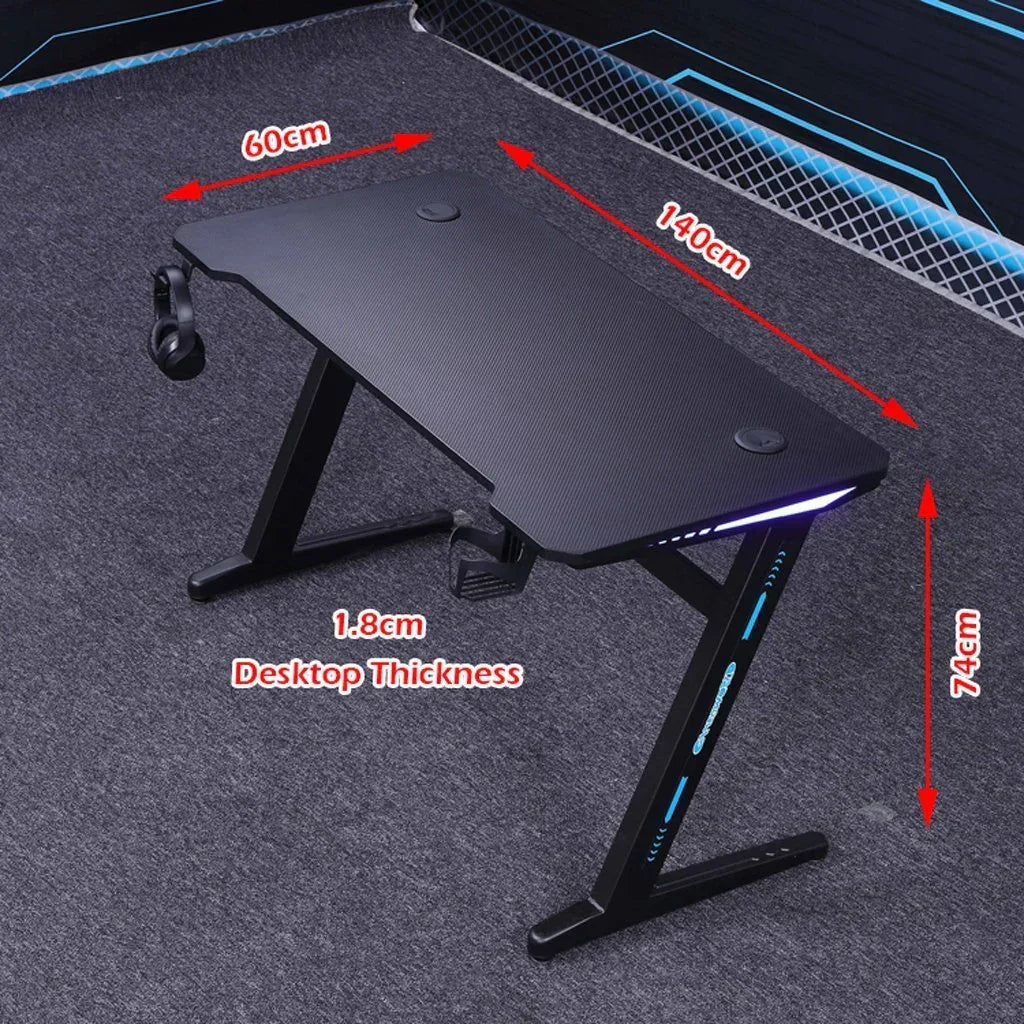 140cm RGB Gaming Desk Desktop PC Computer Desks Desktop Racing Table Office Laptop Home AU - Mekamart Australia