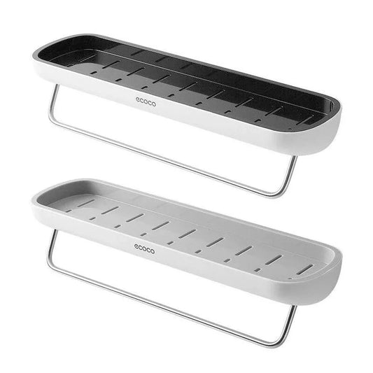 Bathroom Shelves Organizer Wall Mount Home Towel shelf Shampoo Rack With Towel Bar Storage Rack Bathroom Accessories Black - Mekamart Australia