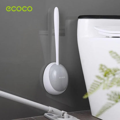 Ecoco Silicone Water Drop Toilet Brush Holder Set Wall-Mounted Cleaning Brush Tool Grey - Mekamart Australia