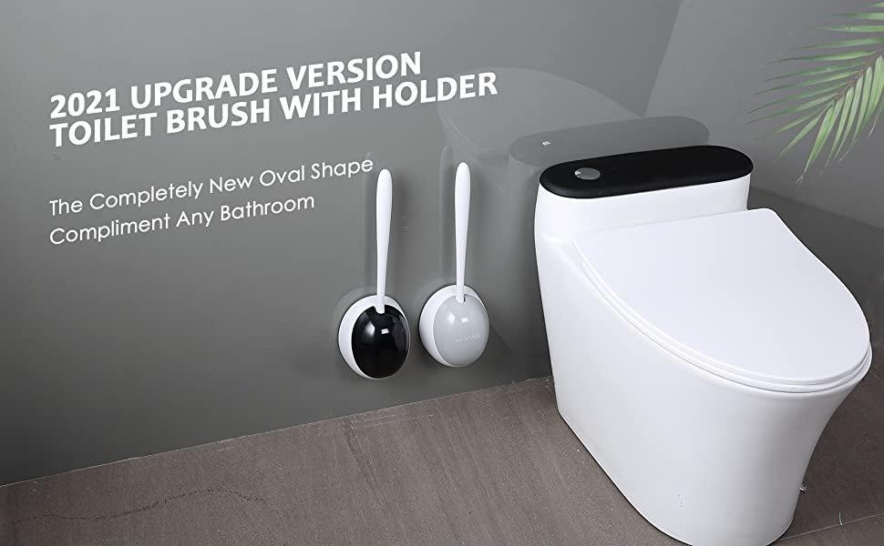 Ecoco Silicone Water Drop Toilet Brush Holder Set Wall-Mounted Cleaning Brush Tool Grey - Mekamart Australia