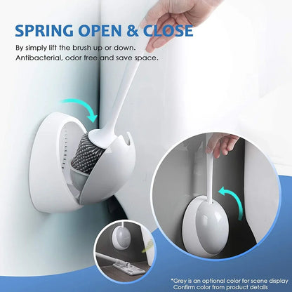 Ecoco Silicone Water Drop Toilet Brush Holder Set Wall-Mounted Cleaning Brush Tool Grey - Mekamart Australia