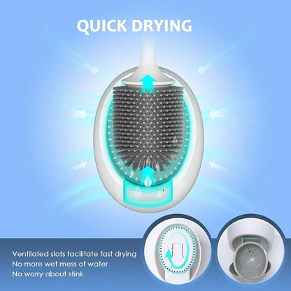 Ecoco Silicone Water Drop Toilet Brush Holder Set Wall-Mounted Cleaning Brush Tool Grey - Mekamart Australia