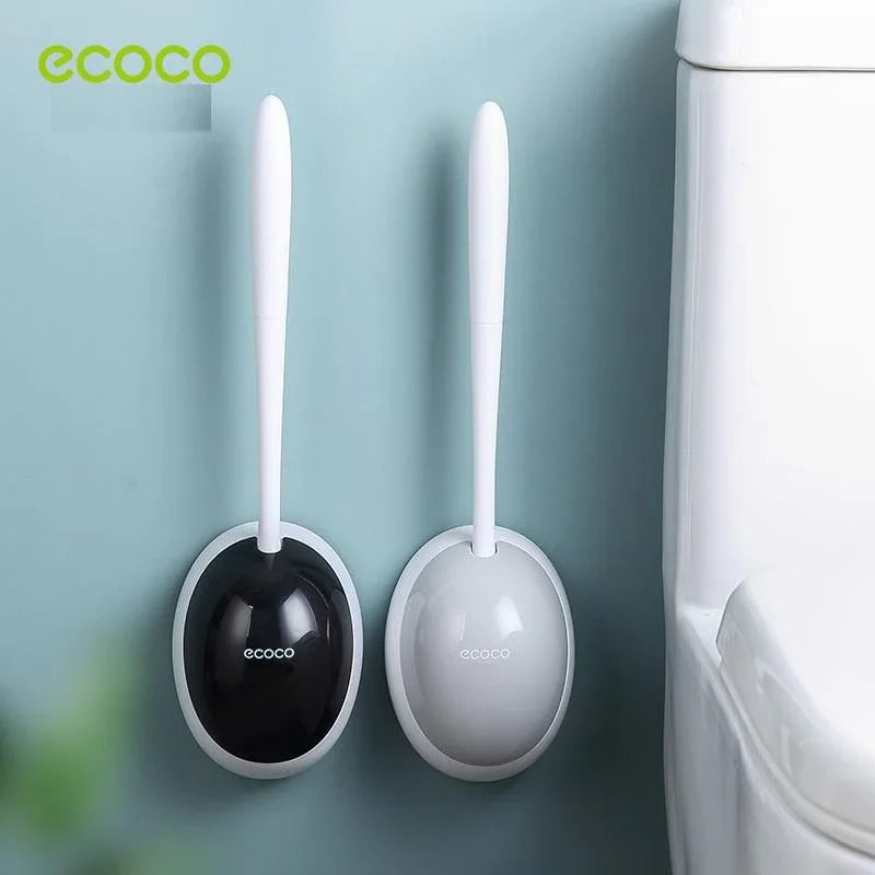 Ecoco Silicone Water Drop Toilet Brush Holder Set Wall-Mounted Cleaning Brush Tool Grey - Mekamart Australia