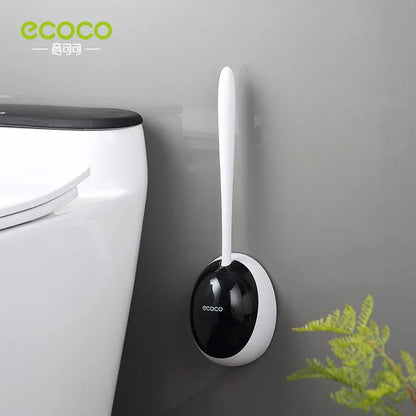 Ecoco Silicone Water Drop Toilet Brush Holder Set Wall-Mounted Cleaning Brush Tool Grey - Mekamart Australia