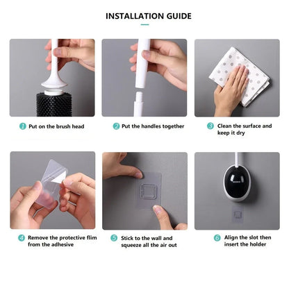 Ecoco Silicone Water Drop Toilet Brush Holder Set Wall-Mounted Cleaning Brush Tool Grey - Mekamart Australia