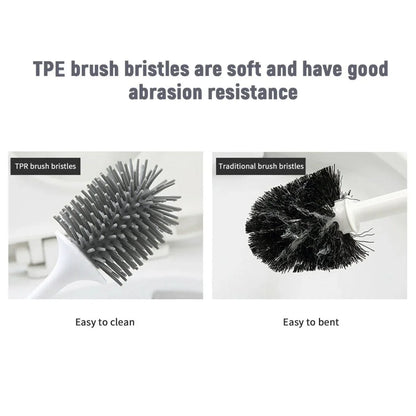 Ecoco Silicone Water Drop Toilet Brush Holder Set Wall-Mounted Cleaning Brush Tool Grey - Mekamart Australia