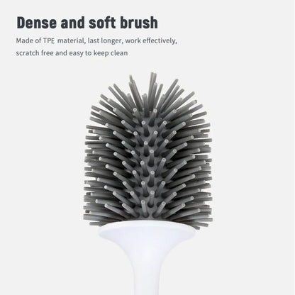 Ecoco Silicone Water Drop Toilet Brush Holder Set Wall-Mounted Cleaning Brush Tool Grey - Mekamart Australia