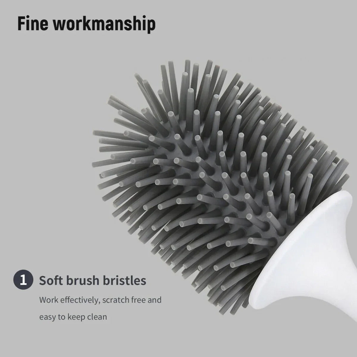Ecoco Silicone Water Drop Toilet Brush Holder Set Wall-Mounted Cleaning Brush Tool Grey - Mekamart Australia