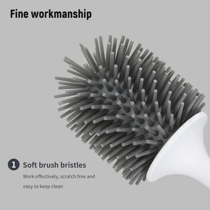 Ecoco Silicone Water Drop Toilet Brush Holder Set Wall-Mounted Cleaning Brush Tool Grey - Mekamart Australia