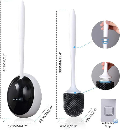 Ecoco Silicone Water Drop Toilet Brush Holder Set Wall-Mounted Cleaning Brush Tool Grey - Mekamart Australia