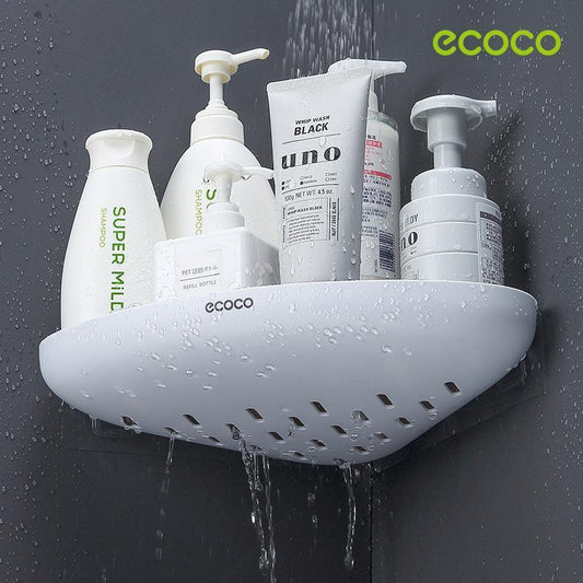 Ecoco Bathroom Corner Shower Shelf Corner Shower Caddy Shower Storage Organizer Wall Mounted for Bathroom, Kitchen, Toilet Black - Mekamart Australia