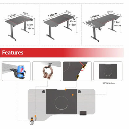 Gaming Standing Desk Home Office Lift Electric Height Adjustable Sit To Stand Motorized Standing Desk 1160 - Mekamart Australia