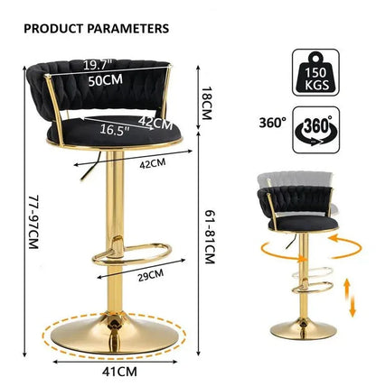 SERENITà Ivory Velvet Seat Kitchen Breakfast Bar Stools Counter Height Barstools with Back Cushioned Chairs for Home Bar x2 - Mekamart Australia