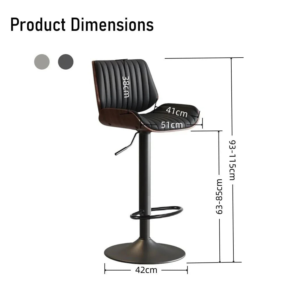 SERENITà European Wooden Modern Bar Stools Bistro Stool with Rotating and Aerodynamic Multi-levelled(Black) - Mekamart Australia
