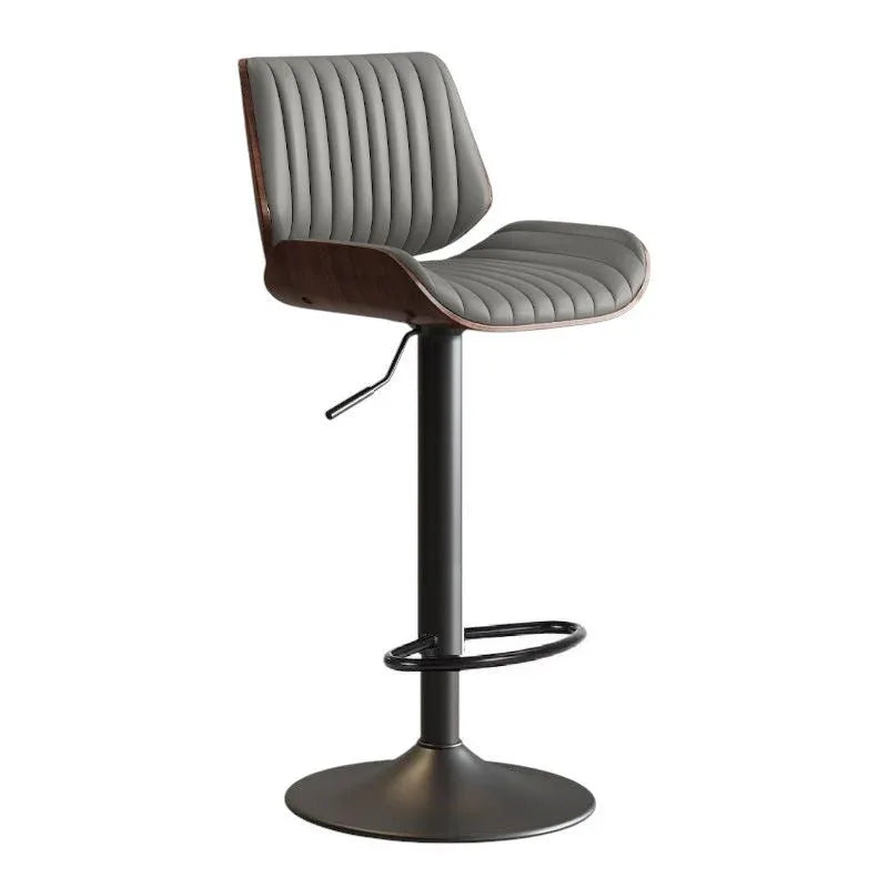 SERENITà European Wooden Modern Bar Stools Bistro Stool with Rotating and Aerodynamic Multi-levelled (Grey) - Mekamart Australia