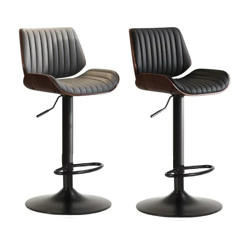 SERENITà European Wooden Modern Bar Stools Bistro Stool with Rotating and Aerodynamic Multi-levelled (Grey) - Mekamart Australia